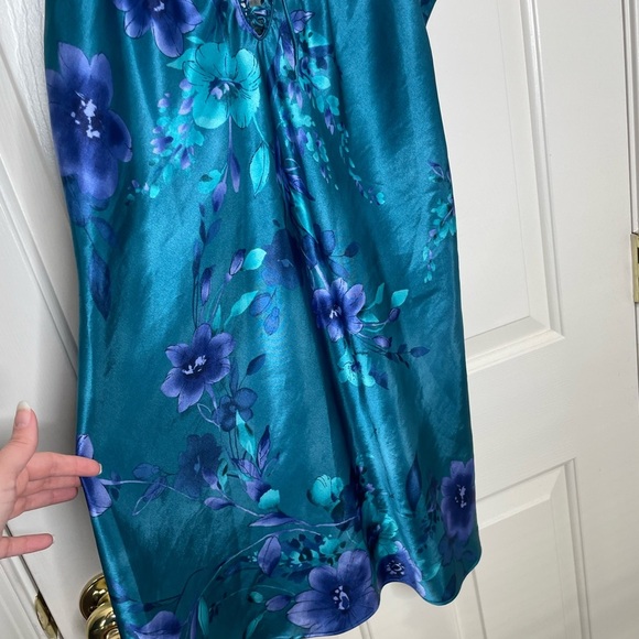 Vintage blue and purple floral slip dress | L - Picture 3 of 9